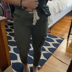 Green tight jogger pants